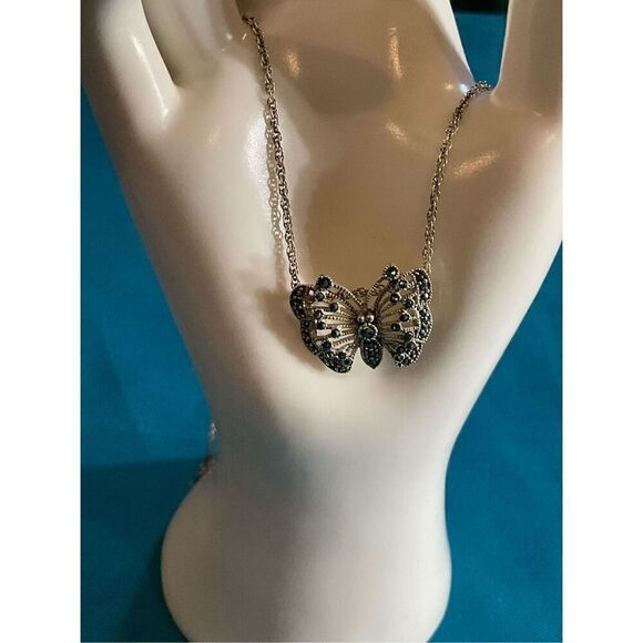 FAS SS Marcasite Butterfly Necklace - Picture 13 of 13